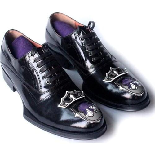 New arrival lace up formal dress men shoes geometric genuine leather fashion high top classics wedding shoes for men