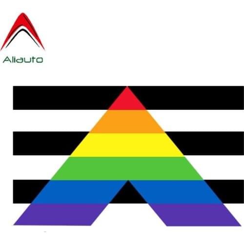 Aliauto Creative Car Sticker Straight Ally Gay Rainbow PVC Decal Cover Scratches for Toyota Volkswagen Renault Skoda,15cm*9cm