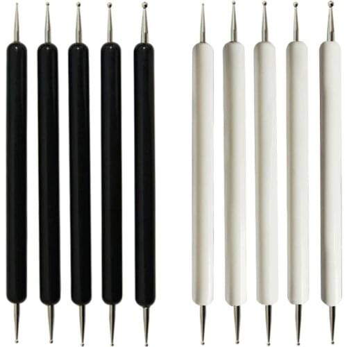 New Dual-Headed Acrylic Rod Round-Headed Indentation Pen 5 pcs Sets Handmade DIY Derivative Pen in Black and White two colours