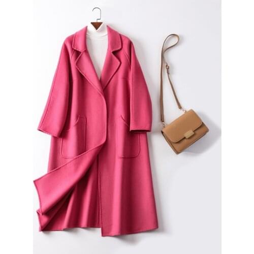 2021 Autumn New Wool Coat Female Long Loose Korean Fashion Clothes Blue Jackets and Coats Women Outwear Casaco Feminino WPY4203