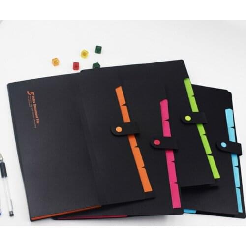 A4 5 Pckets PP Folder Elastic Closure Folder Expanding Wallet Simple Style File Folder Office Shool Filing Products File Bag