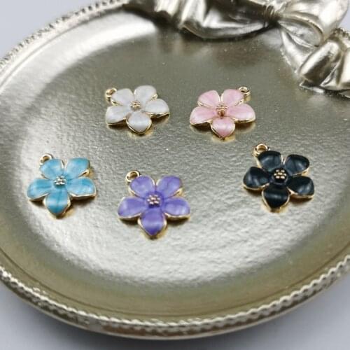 20pcs/lot Egg Flowers Enamel Alloy Charms Pendant 5 Colors Drop Oil Charms For Girls DIY Jewelry Finding Making Earring Floating