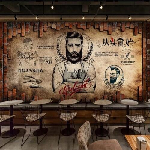 Beibehang Custom wallpaper 3d European and American industrial wind wall brick beauty salon barber shop background 3d wall paper