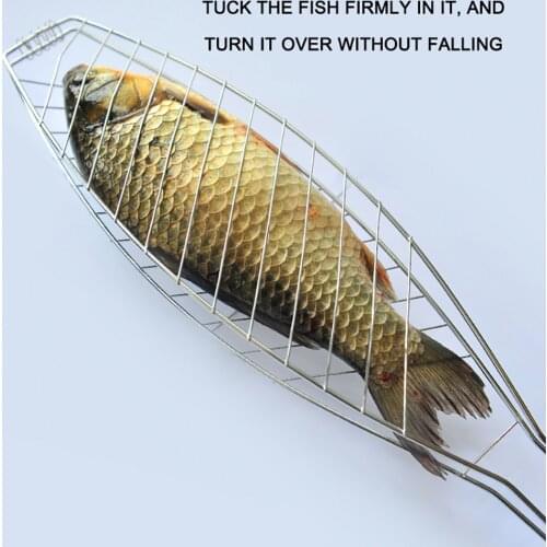 Portable Nonstick Fish Grilling Basket With Handle Chicken Meat BBQ Mesh Clip DIY Barbecue Tool Roasting Accessories