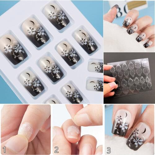 With 1 Piece Of Nail Adhesive Tape 24pcs/Box Press On Nail Art Tips Full Cover 10 Sizes False Nail Art Wedding Nails