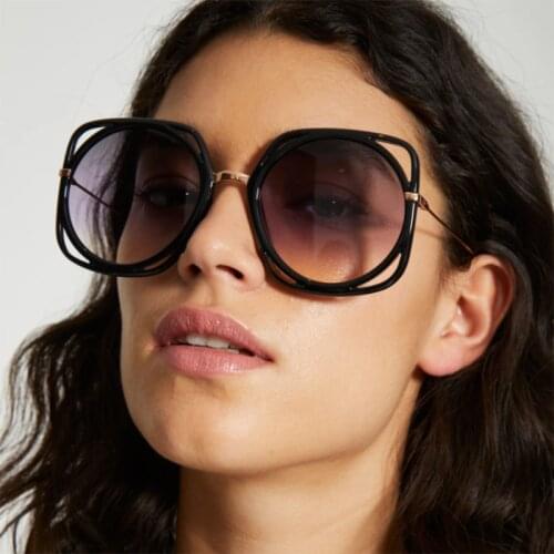 New Oversized Square Sunglasses Women Luxury Unisex Sun Glasses Black Fashion Gradient Round lens Female Glasses UV400
