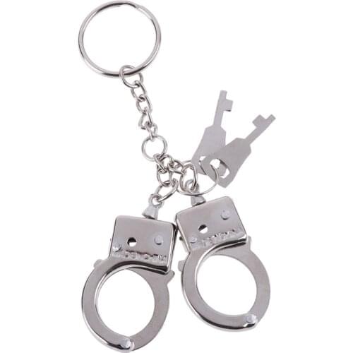 Creative Police Man Metal Handcuff Shape Chain Keychain Charms Pendant Car Key Handbag Keyring Jewelry Gift keyfob Mini size