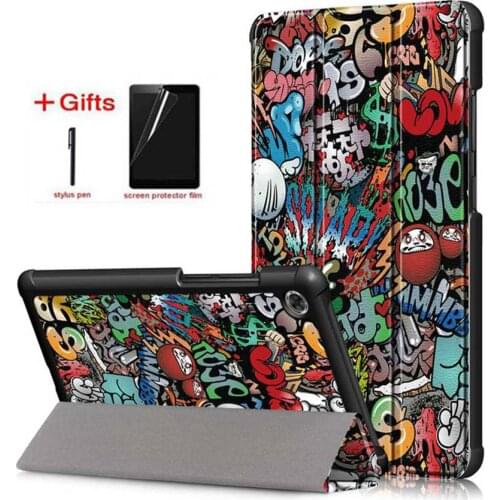 Ultra Slim Flip PU Leather Case for Lenovo Tab M7 2019 Smart Cover for TB-7305F TB-7305X TB-7305I 7.0 inch Tablet Case+film+pen