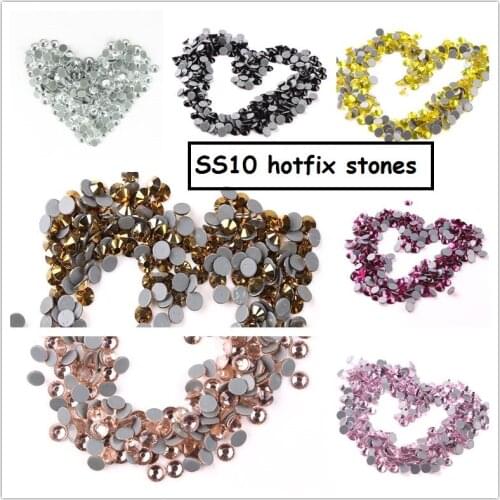 All Colors SS10 High Quality Hot Fix Rhinestone 12cuts Crystal Stones Flatback Nail Rhinestoens For Clothes Large Quantity