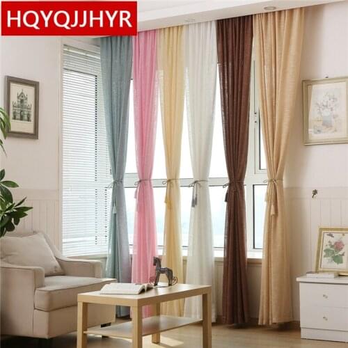European high-grade solid thick linen tulle curtains for living Room Modern minimalist Voile curtain for Hotel /Cafe/Bedroom