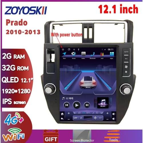 ZOYOSKII Android 10 12.1 inch vertical screen Tesla style CAR radio GPS Bluetooth navigation player for Toyota Prado 2010-2013