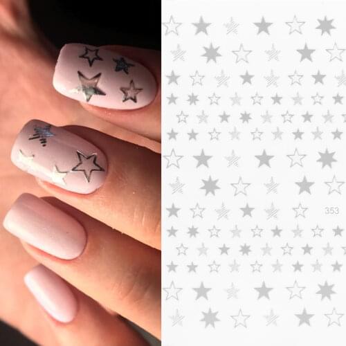 1pcs Foil Star Nails Art Stickers Gold Silver Hollow 3D Transfer Decals Slider DIY Tips Nail Art Decorations Wraps Manicure