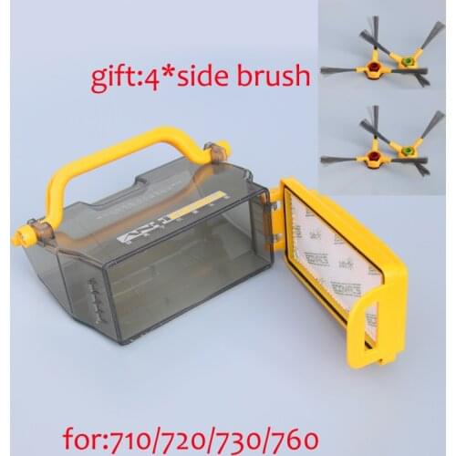 1 pcs Dust box+4*Side brush Replacement for Ecovacs Deebot Deeboo 710 715 720 730 760 D73 D76 D77 Robot Vacuum Cleaner Parts