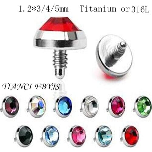 15PCS/Lot G23 Grade Titanium Black Anodized Dermal Gem Top Body Jewelry Pircing Skin Diver Piercing