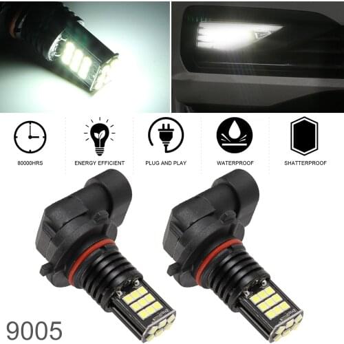 2pcs/set 24W 6000K 2400LM IP67 H16 / 5202 9005 / HB3 Waterproof 3030SMD 3x8 LED Automotive Fog Lamp Bulb for Cars