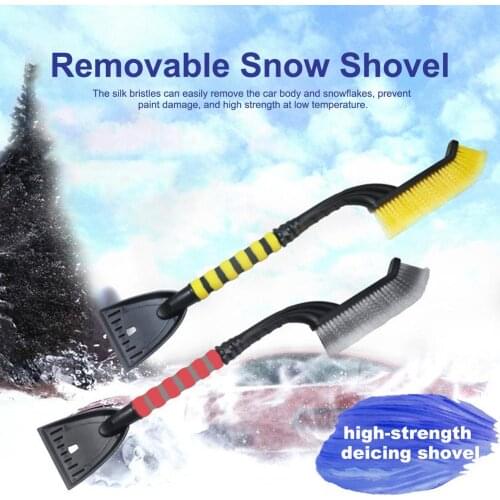 2 In 1 Car Ice Scraper Snow Remover Shovel Clean Brush Removable Winter Window Windshield Deicing Cleaning Scraping Tool