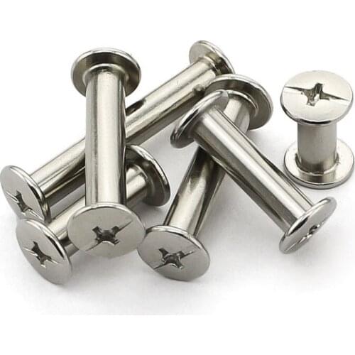 20pcs Nickel Plated Photo Albums Binding Reduction Lash Rivet Screws Books Docking Screw Recipe Ledger M5x65/70/75/80/90/100mm