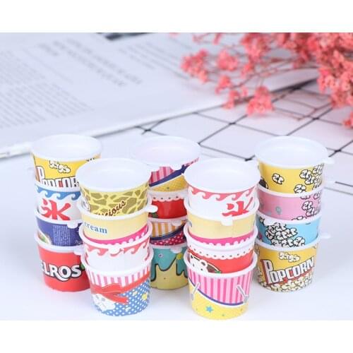 4PCS/Set Ice Cream Cups/Pop Corn Cups/Miniatures Dinnerware/Fairy Garden Gnome/Moss Terrarium Decor/Bonsai DIY Doll Accessories