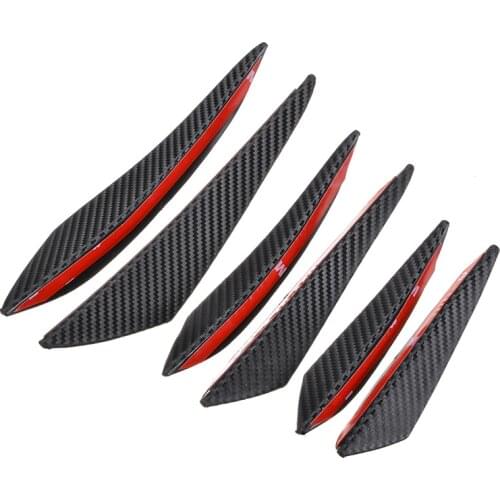 6pcs Car Front Bumper Canards Carbon Fiber Car-styling Bumper Lip Splitter Body Spoiler Canards Auto Bumpers