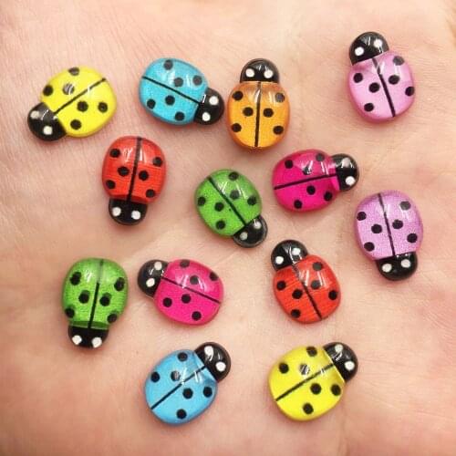 60pcs Resin Mix Mini Cute Colorful Beetle Gem Flatback Cabochon Rhinestone Applique DIY Scrapbook Crystal Craft Supplies OF605