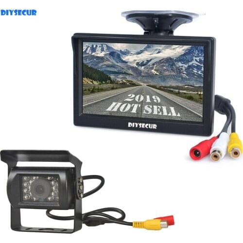 DIYSECUR 5" LCD Display Rear View Car Monitor Waterproof Color CCD Reverse Backup Car Truck Camera IR Night Vision