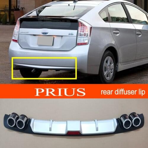 Pruis 09-15 ABS Plastic Silver / Black Car Rear Bumper Rear Diffuser Spoiler Lip for TOYOTA Pruis 2009-2015 Hatchback
