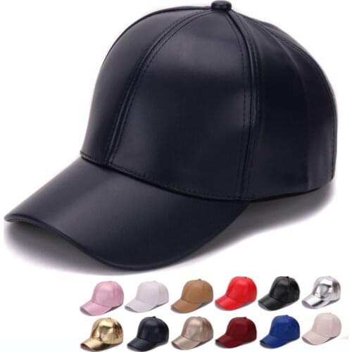 HATLANDER Classic Plain PU baseball cap fashion blank no logo leather cap and hat for men and women