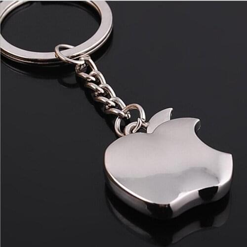 Apple Key Chain Classic Novelty Souvenir Metal Apple Keychain Creative Gifts Key Ring Trinket for Men Women Accept LOGO