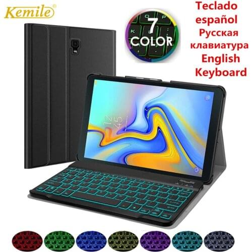 Spanish Russian Backlit Keyboard Case for Samsung Galaxy Tab A 10.5 2018 SM-T590 SM-T595 T590 T595 Cover Leather Funda Capa