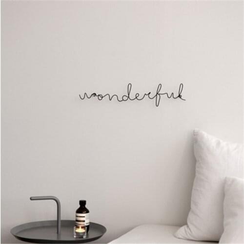 Living Room Ins Metal Ornaments Simple Words Wall Hanging Decorative Shelf Kids Nordic Bedroom Decoration Home Cafe Decor for