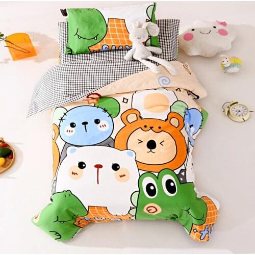 Cartoon Childrens Pure Cotton Three-piece Suit (quilt Cover/pillow Case/cushion Cover) Kindergarten Nap Kit Baby Bedding Unisex