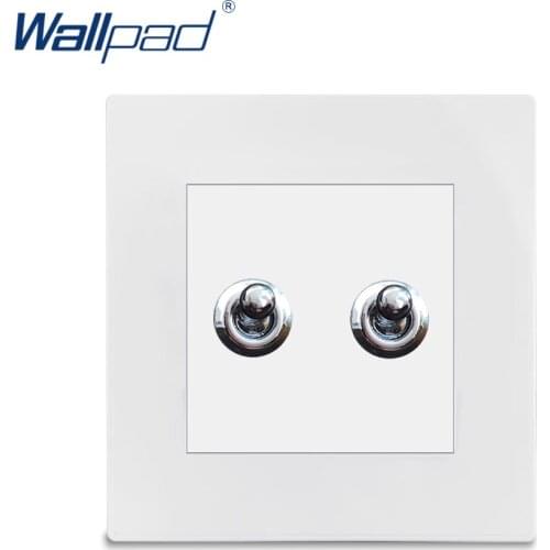 New Arrival 2 Gang 2 Way Toggle Switch Wallpad Luxury White PC Panel Wall Light Switch 16A AC110~250V