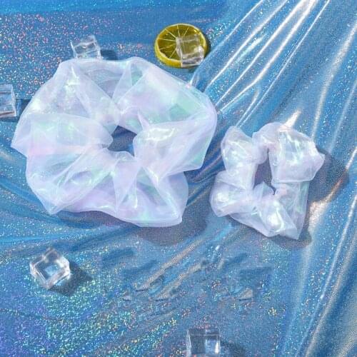 Korean New Elegant Transparent Phone Line Hair Ring Mermaid Scrunchies Head Rope Glitter Scrunchie Colorful Elastic Hair Ties