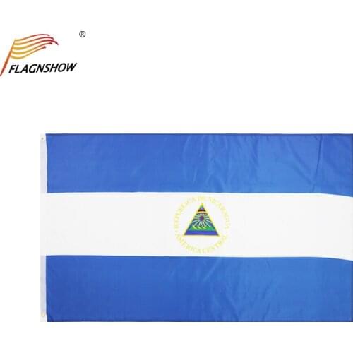 Flagnshow Nicaragua Flag One Piece 3X5 FT Hanging Nicaraguan National Flags Polyester for Decoration Free Shipping