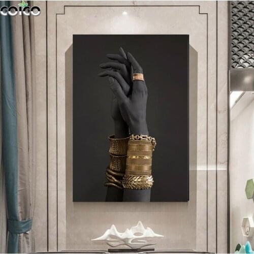 African Black Hand In Hand Canvas Painting Wall Art Poster and Prints HD Figure Picture Modern Art Living Room Decor Painting
