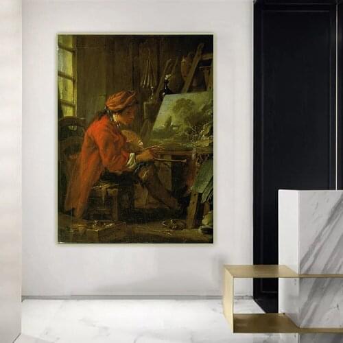 Citon Francois Boucher《The Painter In His Studio》Canvas Art Oil Painting Artwork Picture Wall Decor Background Home Decoration