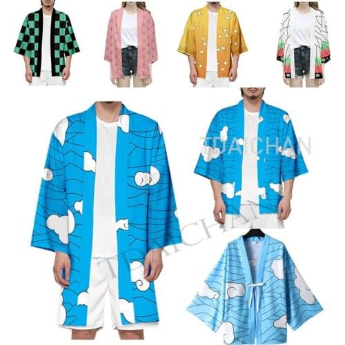 Women/Men Summer Casual Cool Streetwear Demon Slayer Kimetsu no Yaiba 3D Printing Japanese Anime Kimono Haori Yukata Cosplay