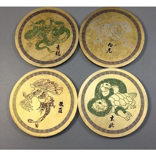 China brass Four God beast paper weight crafts statue A set