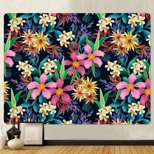 Beautiful plant flower home decoration art print tapestry hippie bohemian decoration yoga mat sofa blanket large size bed sheet