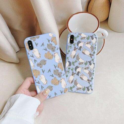 Cartoon Cute Rabbit Animal Phone Case for iphone X XS MAX XR 11 12 Pro Max 6s 7 8 plus SE 2020 Back Soft Silicone Cover Fundas