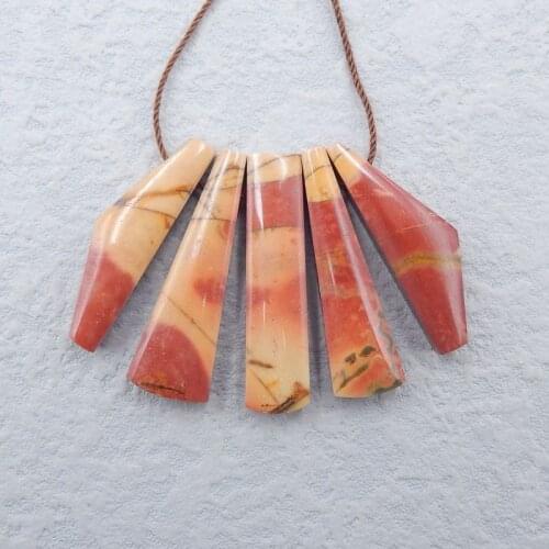SALE 5Pcs Natural Stone Multi-Color Picasso Jasper Gemstone DIY Jewelry Pendant Beads Set 35x9x6mm,32x10x7mm,19g