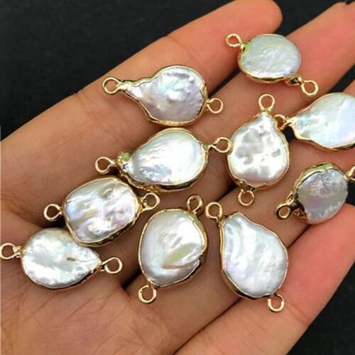 Natural Freshwater Pearls Bead Pendants Baroque Cultured with Brass Findings Drop Pearl Charms Bulk for Jewelry Making