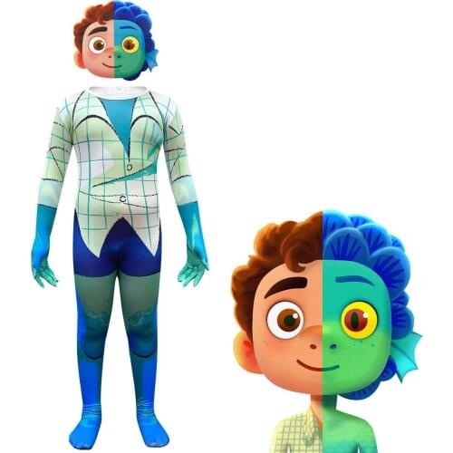 New Luca Alberto Sea Monster Childrens Tights + Mask Cosplay Set Halloween Christmas Childrens Birthday Gift Costume Set 3-12Y