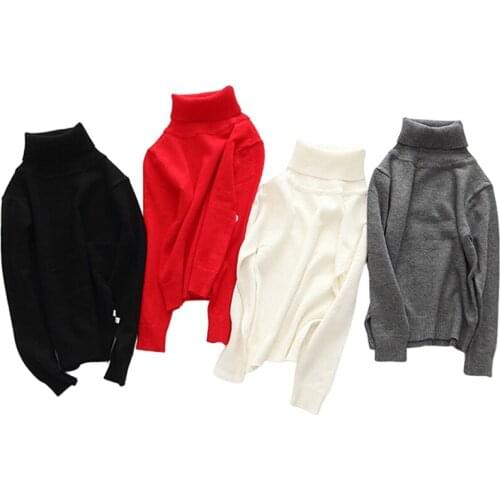 New Sweaters Baby Boys Girls Kids Turtleneck Sweaters Kids Autumn Clothes Winter Knitted Bottoming Boys Sweaters Pullover Enfant