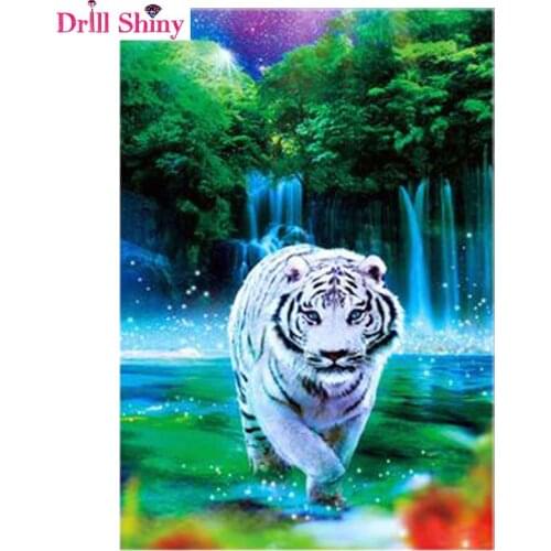 New Arrival Home Decor Animal DIY Diamond painting Tiger in Water 3D cross stitch mosaic embroidery Rhinestone Needleworks
