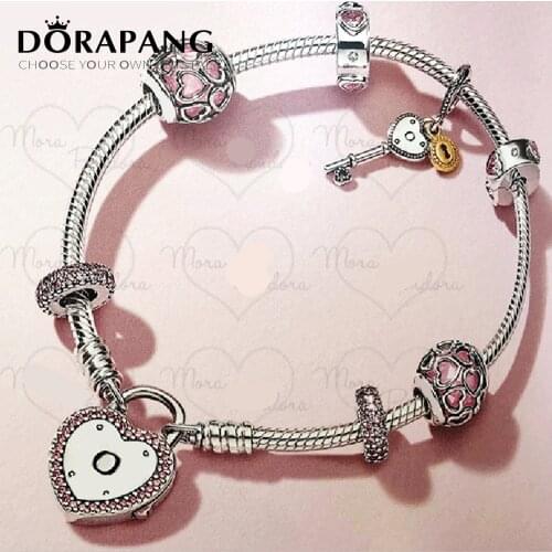 NEW 2018 Valentines Day Newest 925 Sterling Silver Bracelet Red Heart shaped Charm Bead for Women Fashion Bangle Jewelry