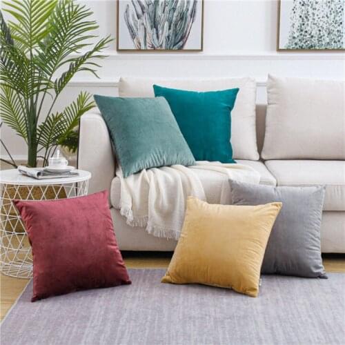 Solid Color Velvet Pillowcases Soft Square Cushion Covers For Sofa Bed Car Home Throw Pillow Case Decor 45x45cm Simple Style