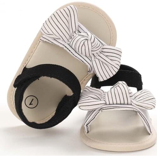 0-1 Years Old) Female Baby Toddler Shoes Button Bow Striped Velcro Soft Bottom Breathable Hollow Sandals Newborn Baby Girl F4