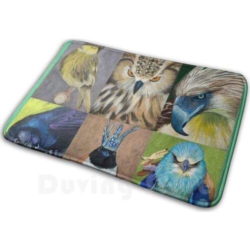 Cooped Up Birds , A Collection 9 Different Types Of Birds Soft Non-Slip Mat Rug Carpet Cushion Pigeon Starling Crow