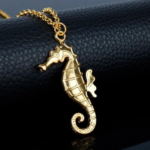 New Arrivals Fashion Jewelry Sea Horse Necklace Hippocampus Pendants Necklaces Women Man Sweater Chain Choker